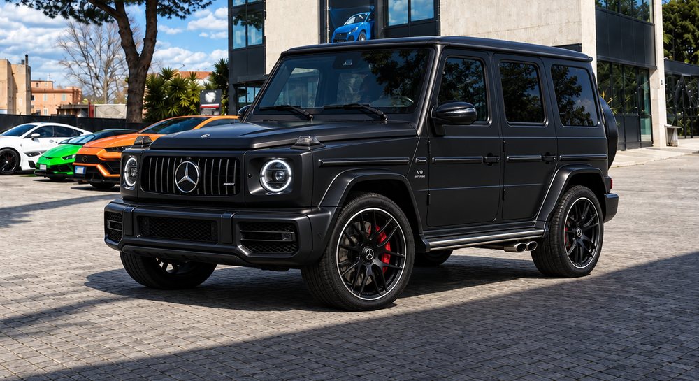Mercedes-AMG G 63 nera davanti alla sede Skylimit