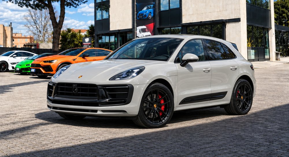 Porsche Macan GTS davanti alla sede Skylimit, non più disponibile