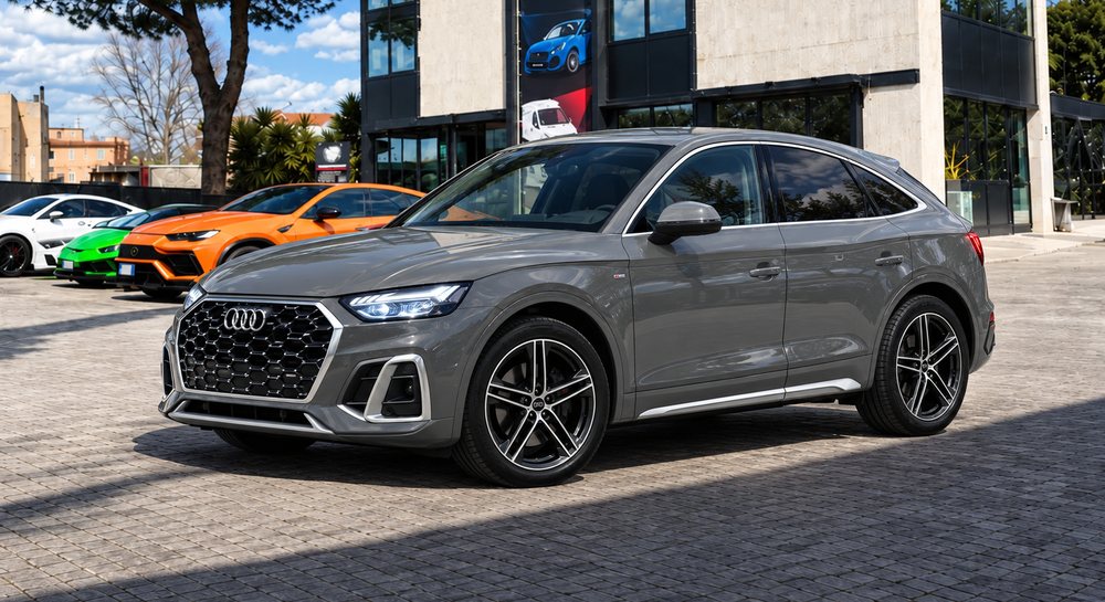 Audi SQ5 grigia davanti alla sede Skylimit