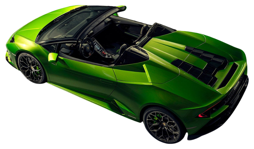 Lamborghini Huracán EVO Spyder verde, vista dall'alto
